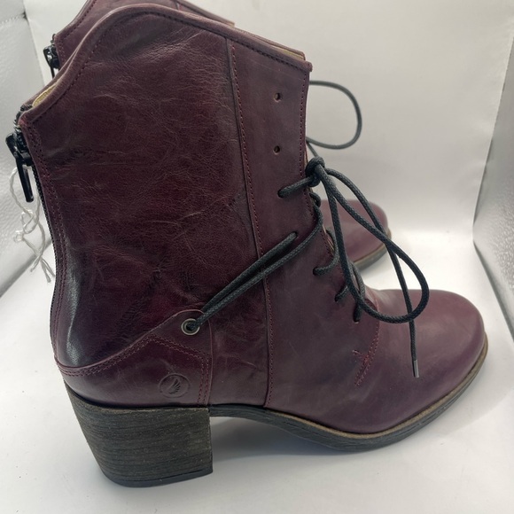 Casta dark Red burgundy Lace up calie heeled boot - Picture 7 of 11